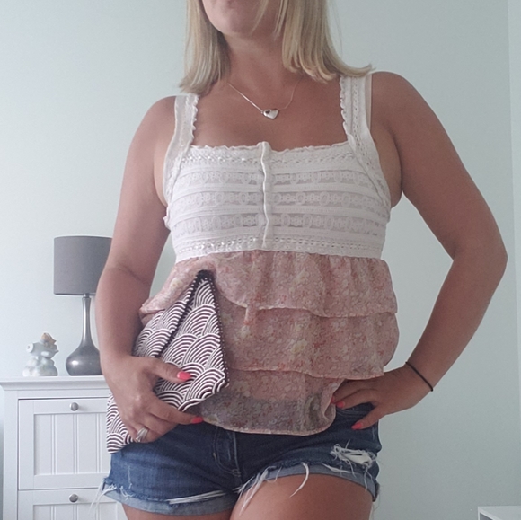 American Eagle Outfitters Tops - Lace and tiered tank top.